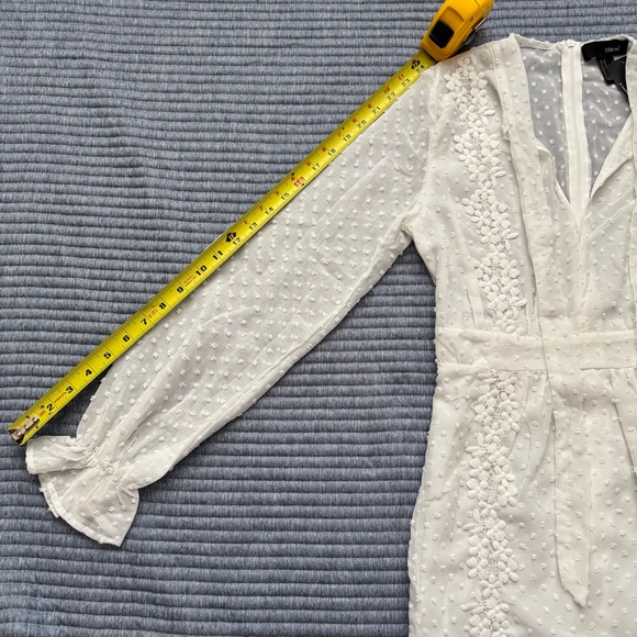 NWT SBerto White Swiss Dot Floral Lace Lined Sheer Long Sleeves Dress Size XS - Picture 9 of 15